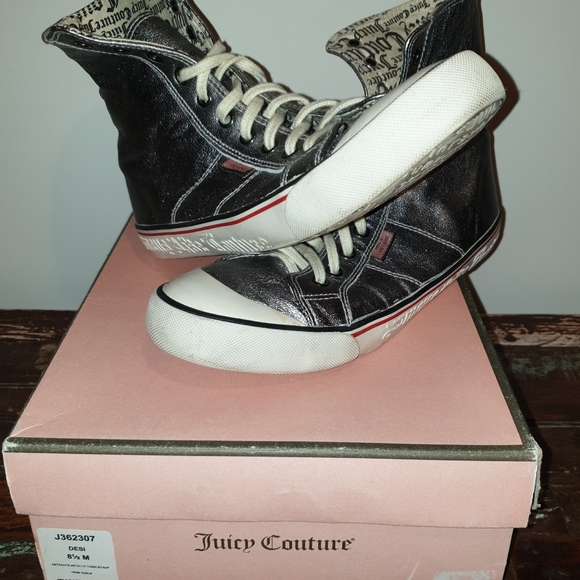 Juicy Couture Metallic Silver Leather High Tops - Picture 2 of 11